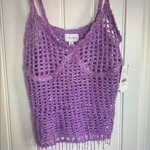 LA Hearts Purple Crochet Women Top